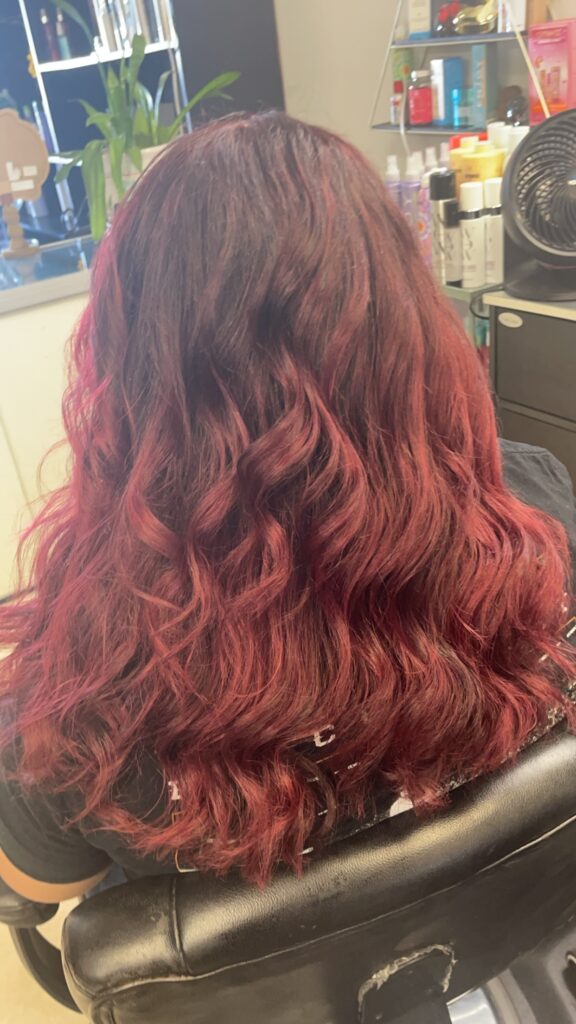 Personalized haircut consultation with stylist Elaina and client.